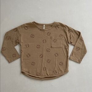 Rylee + Cru Kids Brown Baseball Print Long Sleeve Shirt Size 2-3 Years